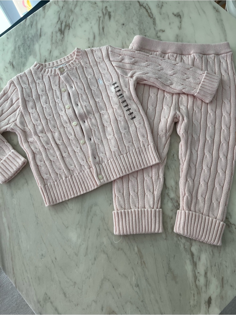 Ralph Lauren Baby Cable Knit Cardigan Set - Pale Pink